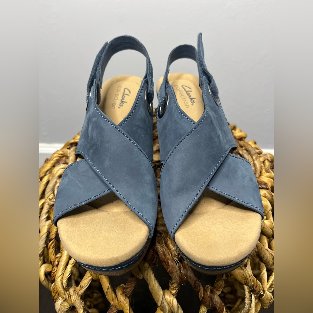 Clarks Collection Blue comfort open toe Wedges